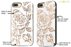 White & Gold Metallic Floral Battery Power Phone Case