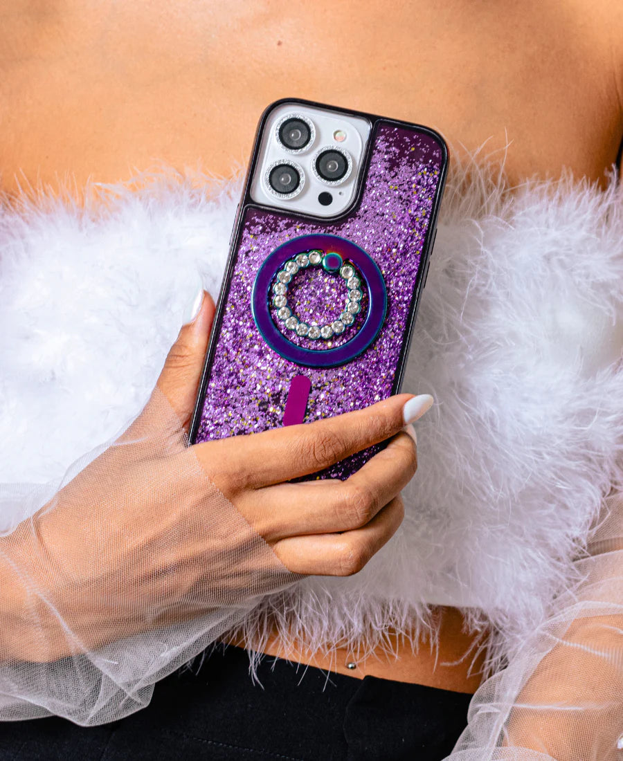 Purple Glitter MagSafe Phone Case
